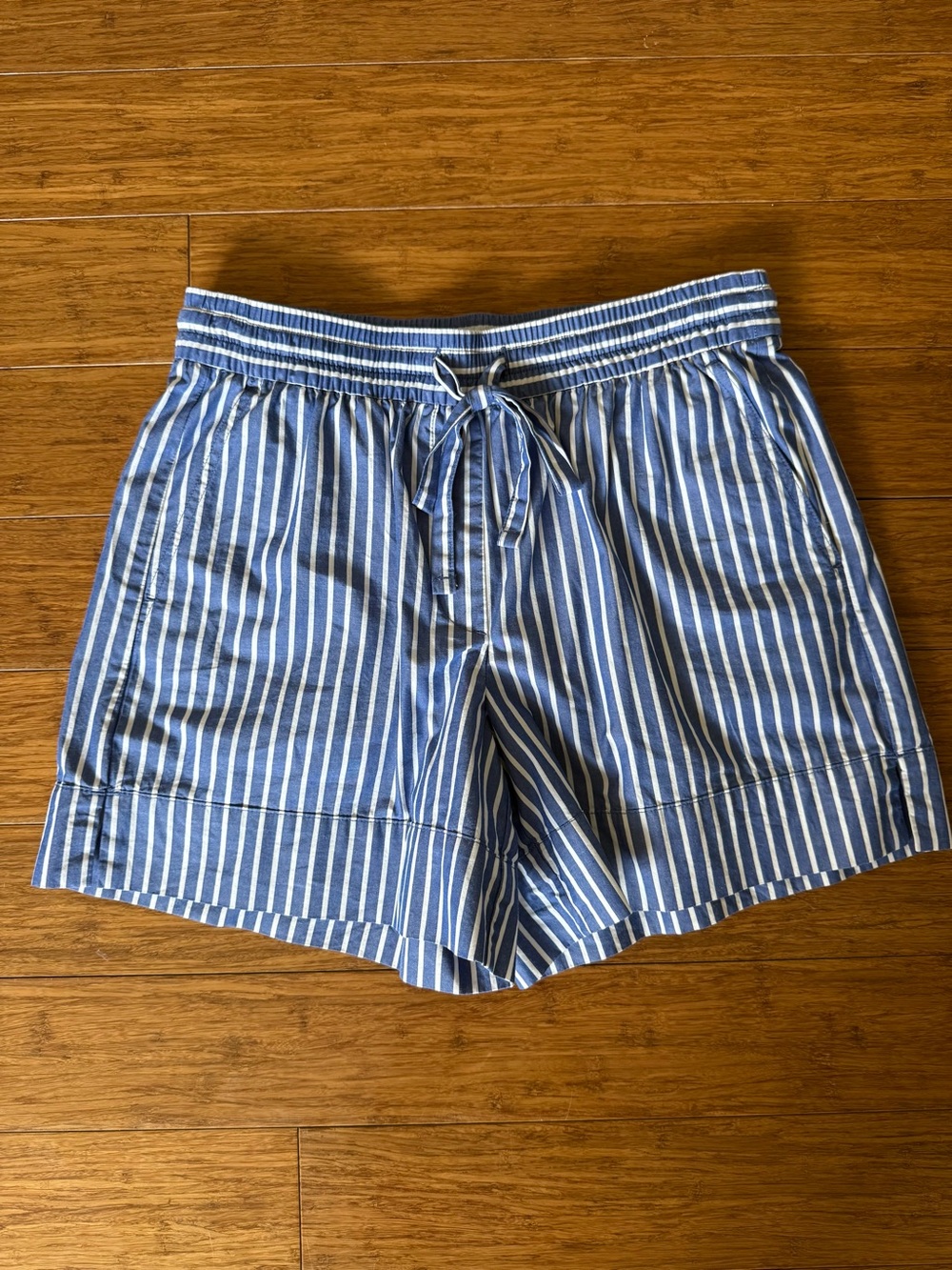 Banana Republic Women’s Blue and White Striped Drawstring Shorts